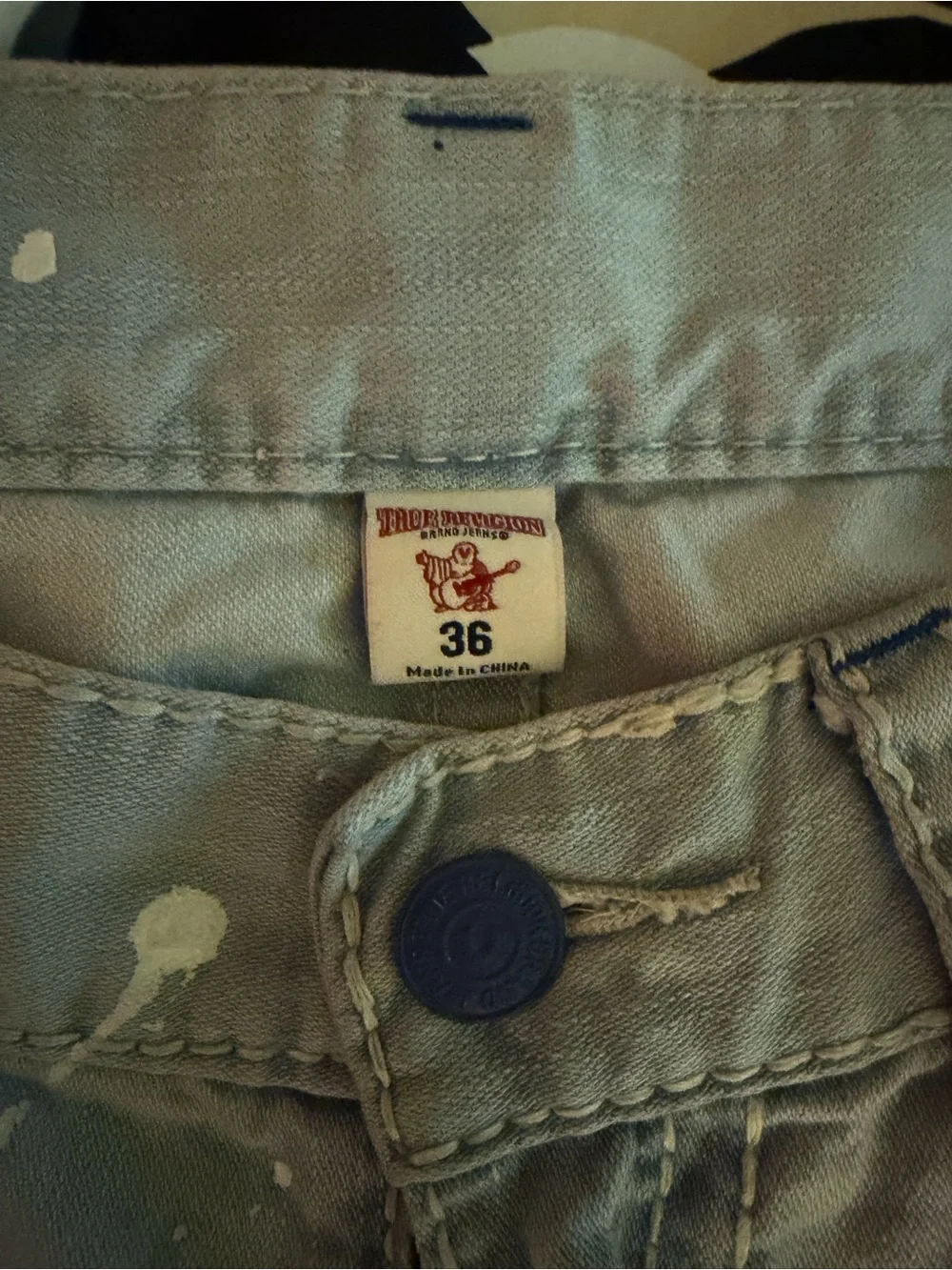 True Religion Light Blue Paint-Splatter Denim Jeans